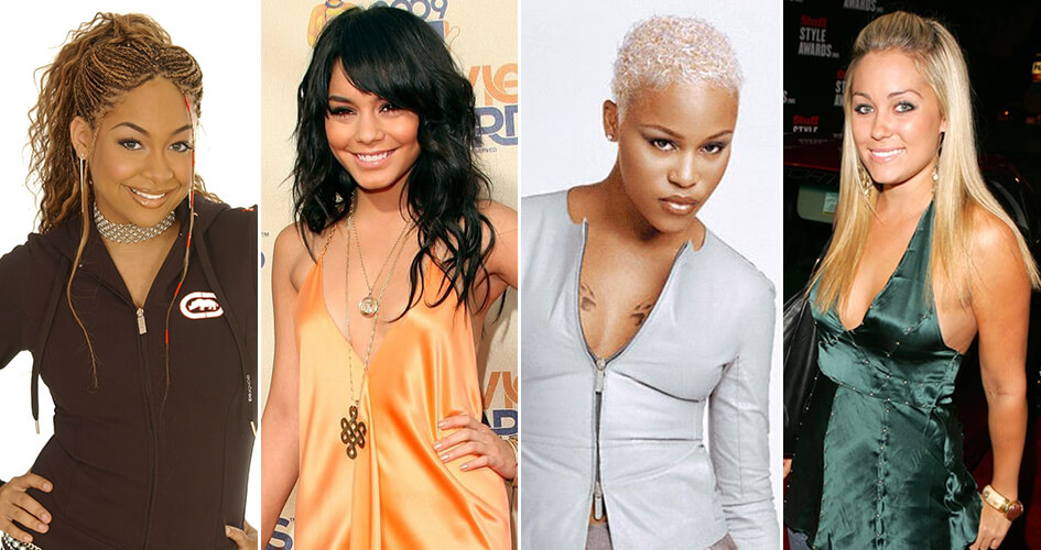 Examples of women's hairstyles in the 2000s.