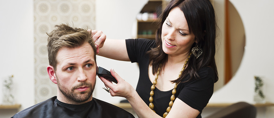 A man shaving and changing his look.